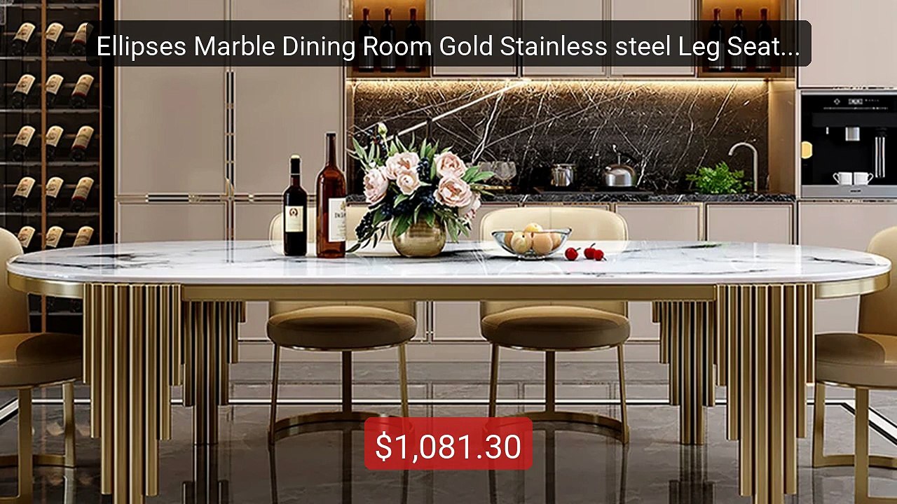 Ellipses Marble Dining Room Gold Stainless steel Leg Seats ... -- Top Pick 2026 | Unbeatable Price!