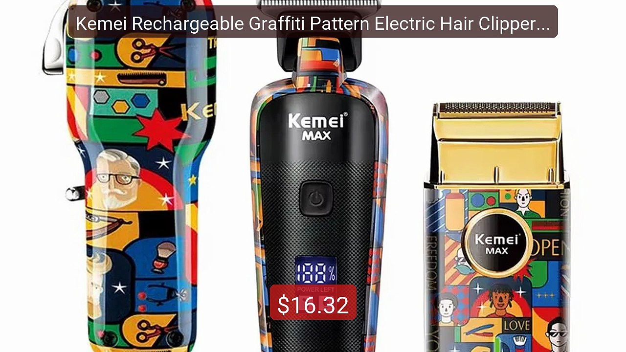 Kemei Rechargeable Graffiti Pattern Electric Hair Clipper Pro... -- Amazing Value 2026 | Must Have!