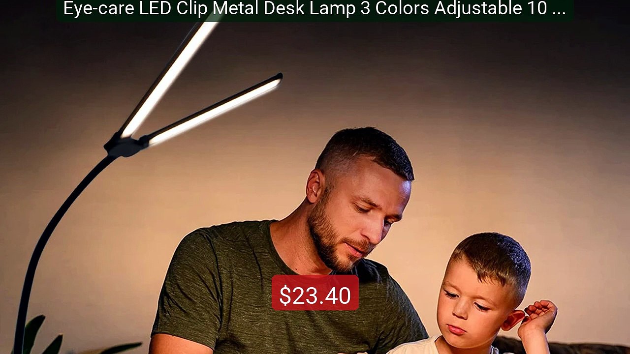 Eye-care LED Clip Metal Desk Lamp 3 Colors Adju...