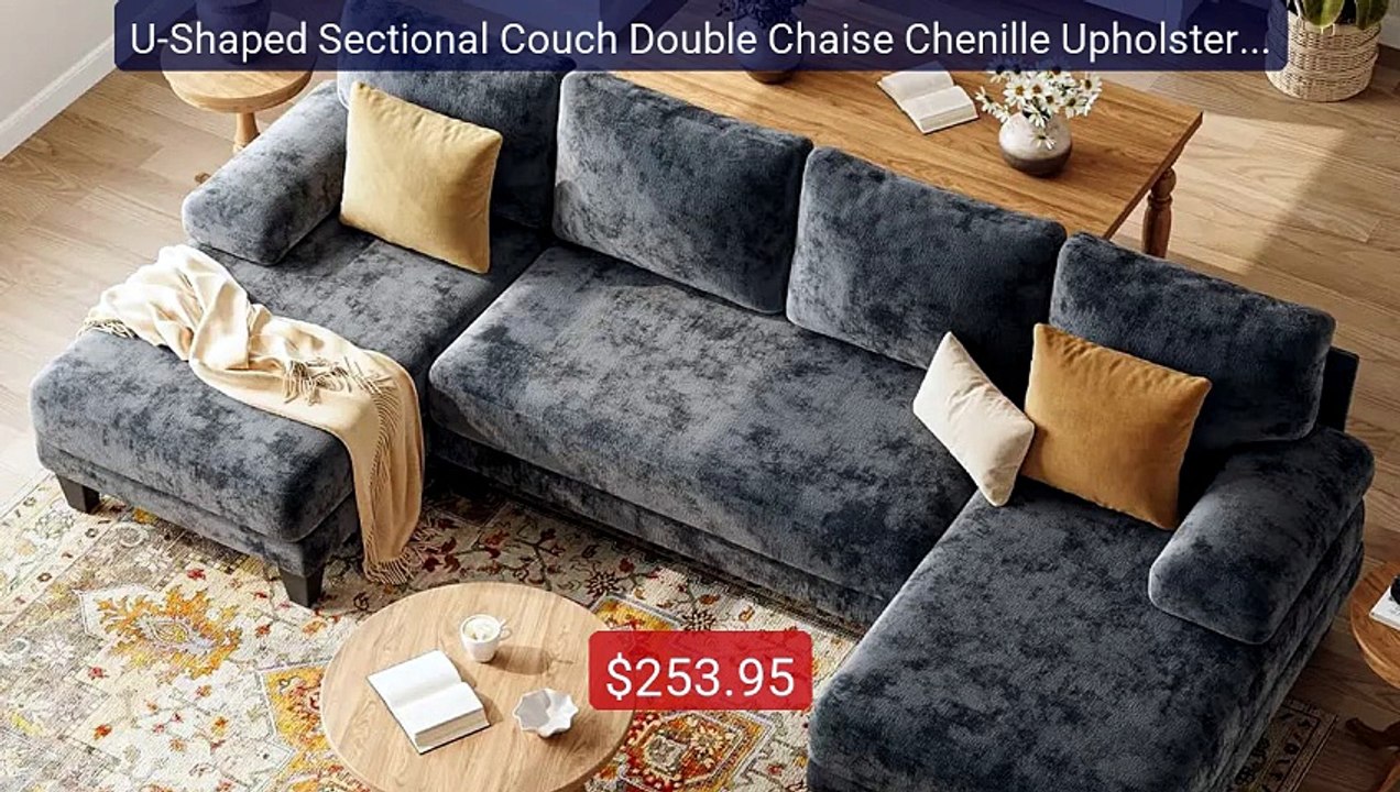 U-Shaped Sectional Couch Double Chaise Chenille Upholstery 11... -- Amazing Value 2026 | Must Have!