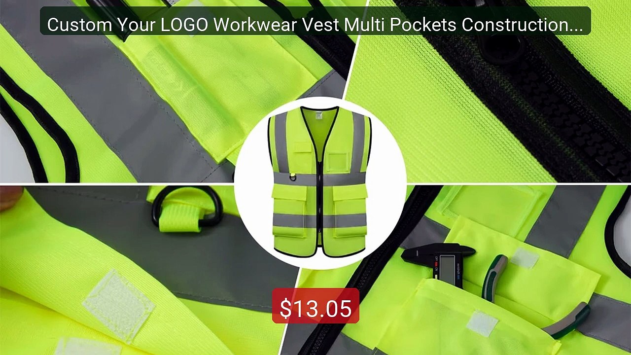 Custom Your LOGO Workwear Vest Multi Pockets Construction Building... -- Best Deal 2026 | Shop Now!