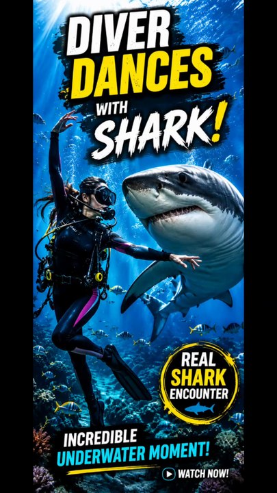 Brave Diver Dances with a Giant Shark 🦈 Incredible Underwater Moment #Shorts #fyp #sharks #underwater