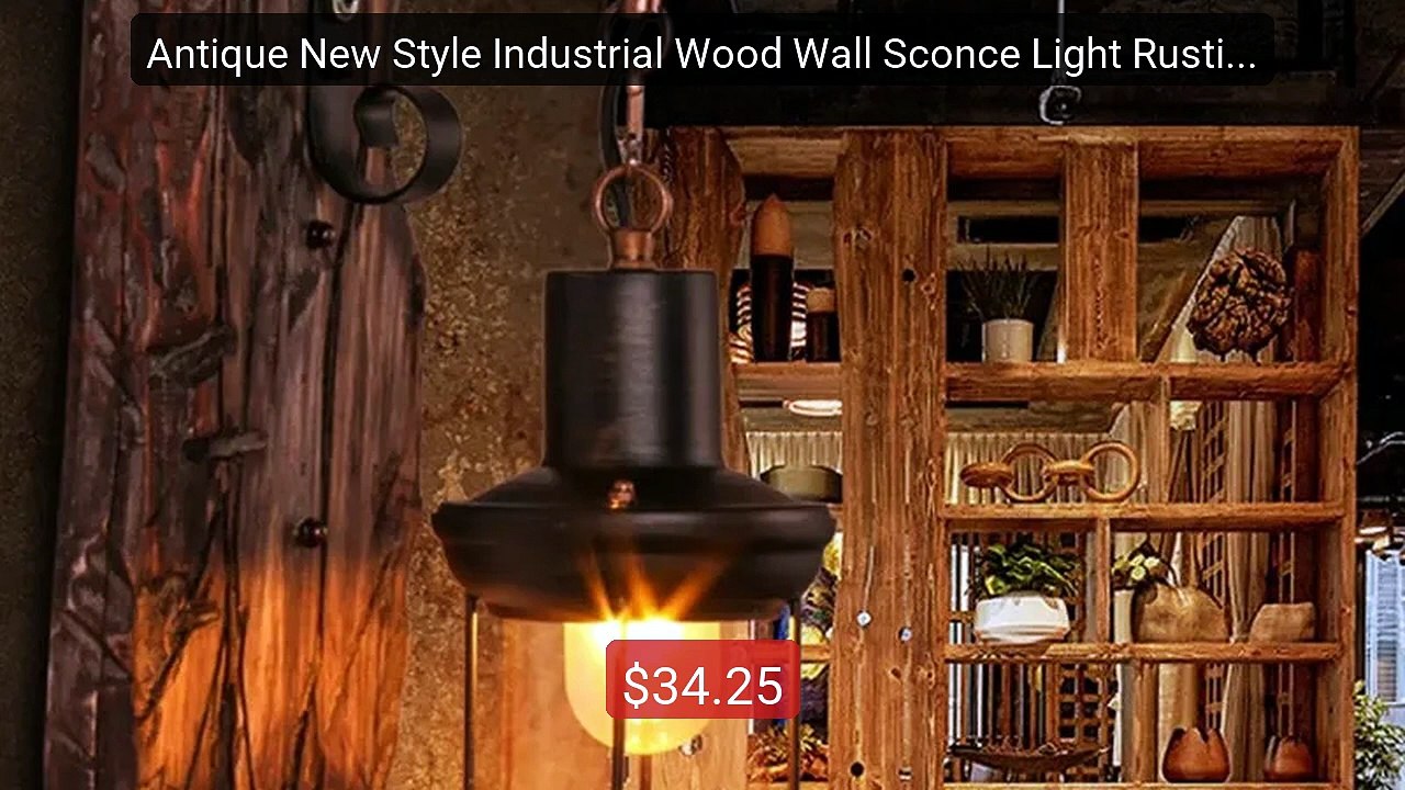 Antique New Style Industrial Wood Wall Sconce Light Rustic Wa... -- Amazing Value 2026 | Must Have!