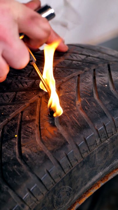 A quick fix for a punctured tire💯