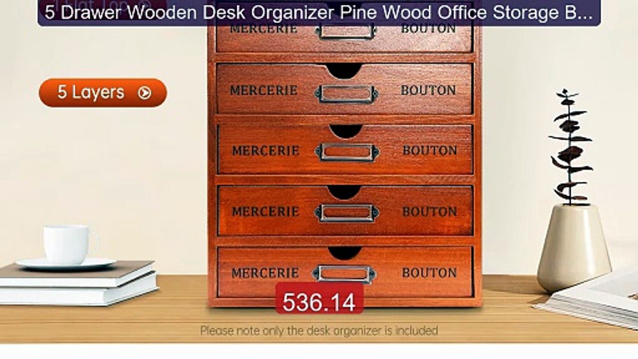 5 Drawer Wooden Desk Organizer Pine Wood Office Storage Box wi... -- Hot Deal 2026 | Limited Offer!