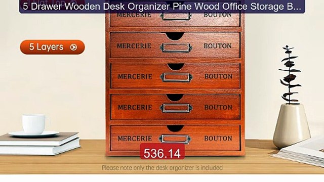 5 Drawer Wooden Desk Organizer Pine Wood Office Storage Box wi... Hot Deal 2026 | Limited Offer!