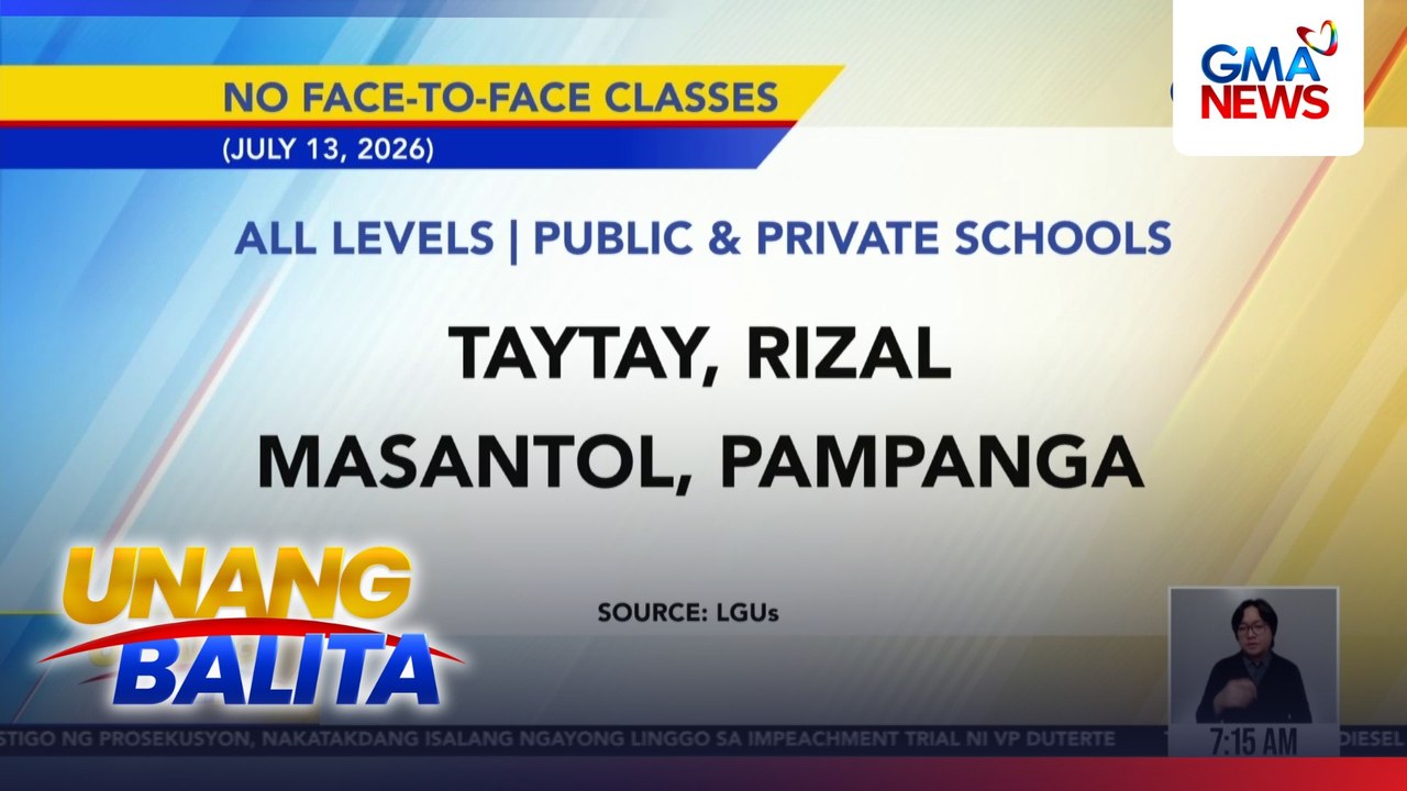 Class suspension (July 13, 2026) | Unang Balita