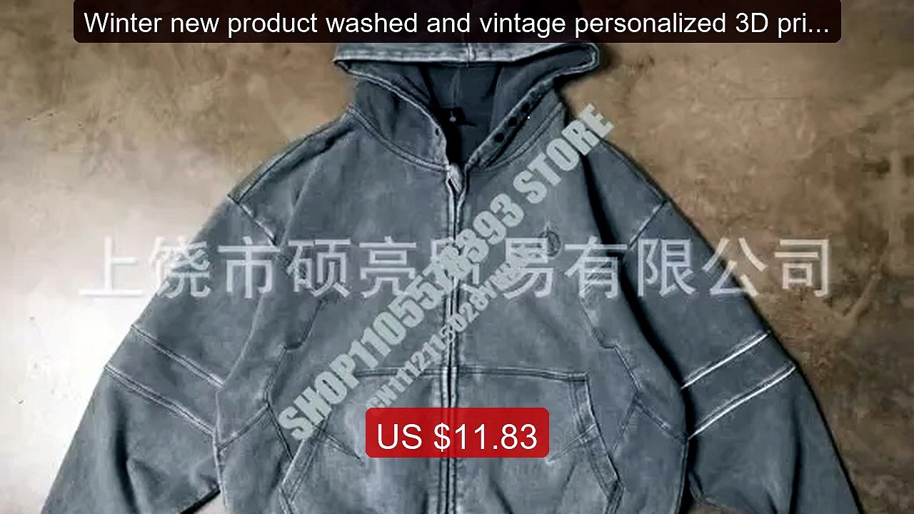 Winter new product washed and vintage personalized 3D printed ... -- Best Buy 2026 | Great Quality!