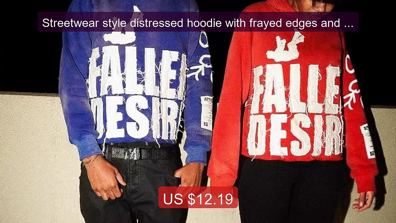 Streetwear style distressed hoodie with frayed edges and a "F... -- Amazing Value 2026 | Must Have!
