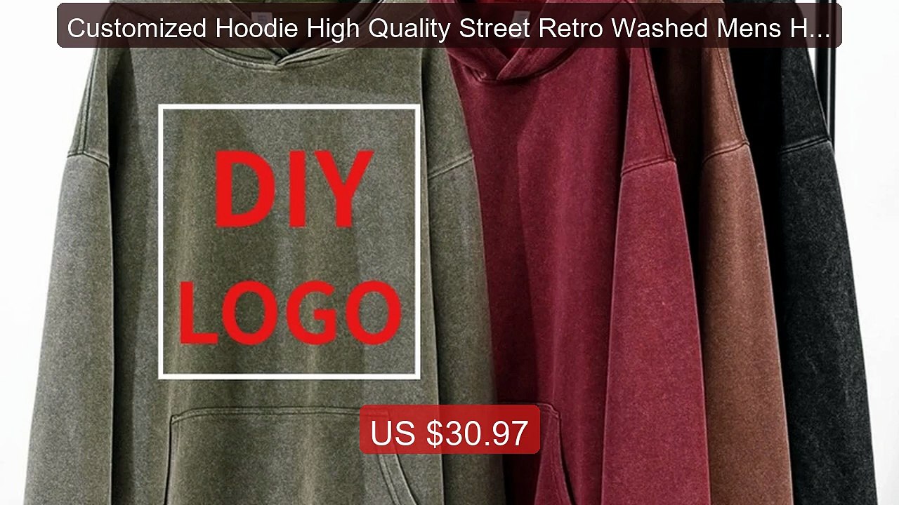 Customized Hoodie High Quality Street Retro Washed Mens Hooded... -- Hot Deal 2026 | Limited Offer!