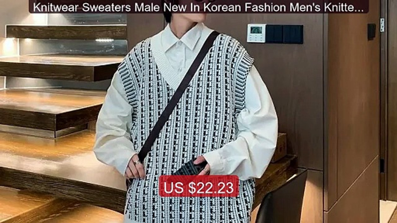 Knitwear Sweaters Male New In Korean Fashion Men's Knitted Vest Y2... -- Best Deal 2026 | Shop Now!