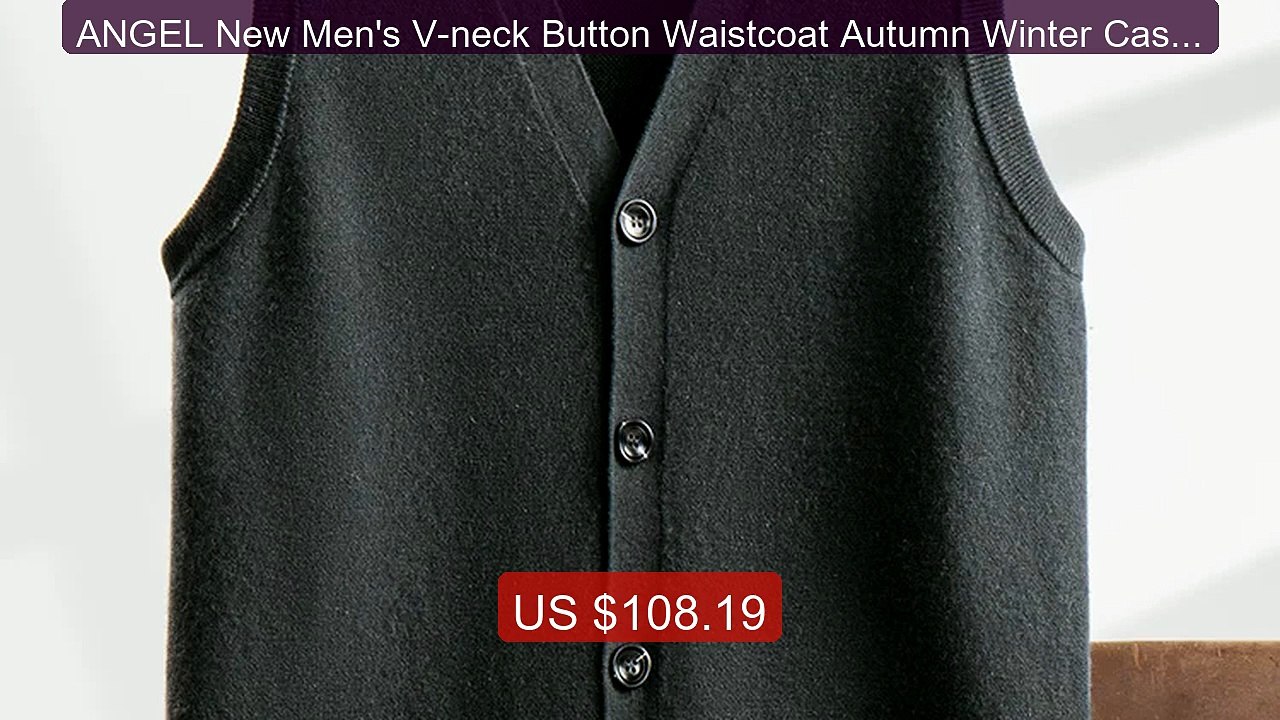 ANGEL New Men's V-neck Button Waistcoat Autumn Winter Cashmer... -- Amazing Value 2026 | Must Have!