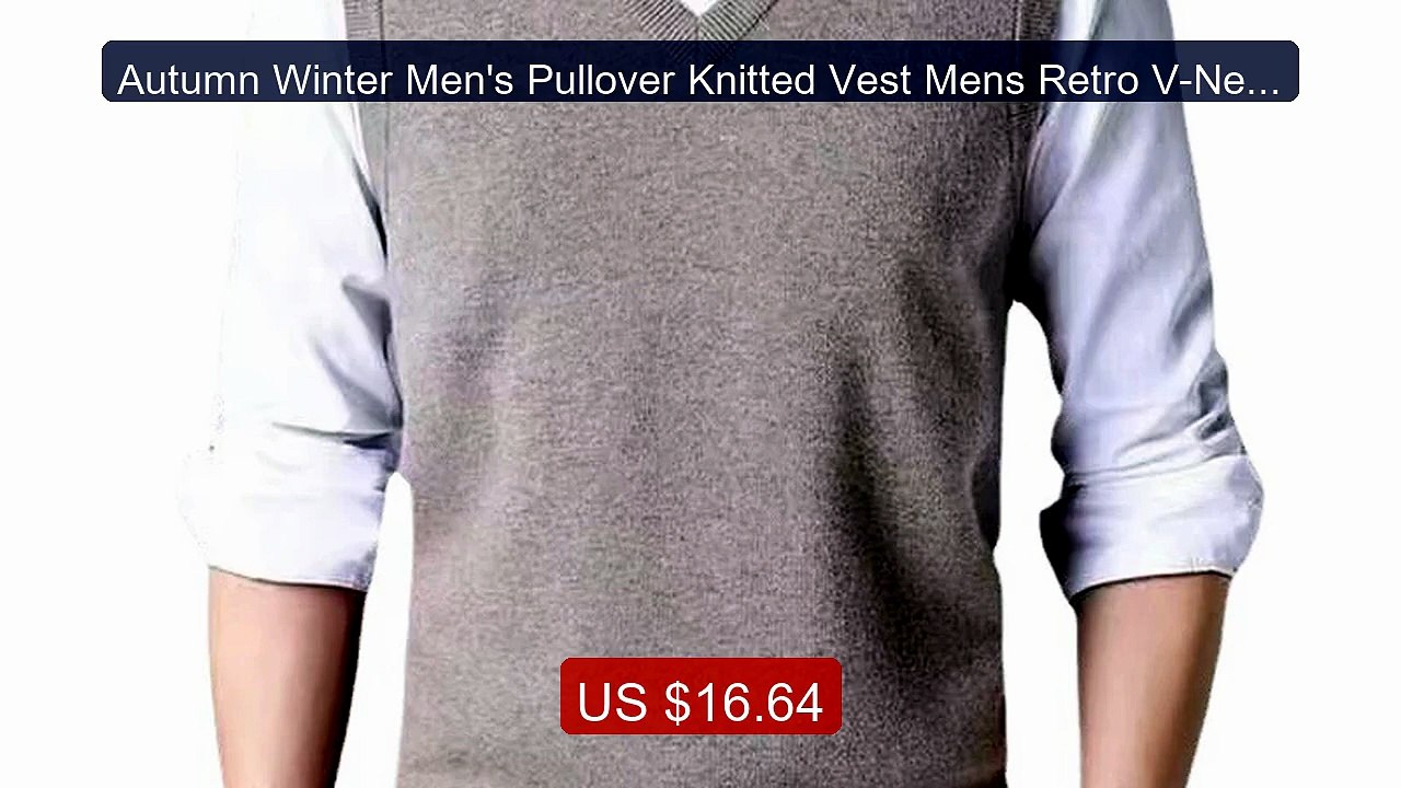 Autumn Winter Men's Pullover Knitted Vest Mens Retro V-Neck... -- Top Pick 2026 | Unbeatable Price!