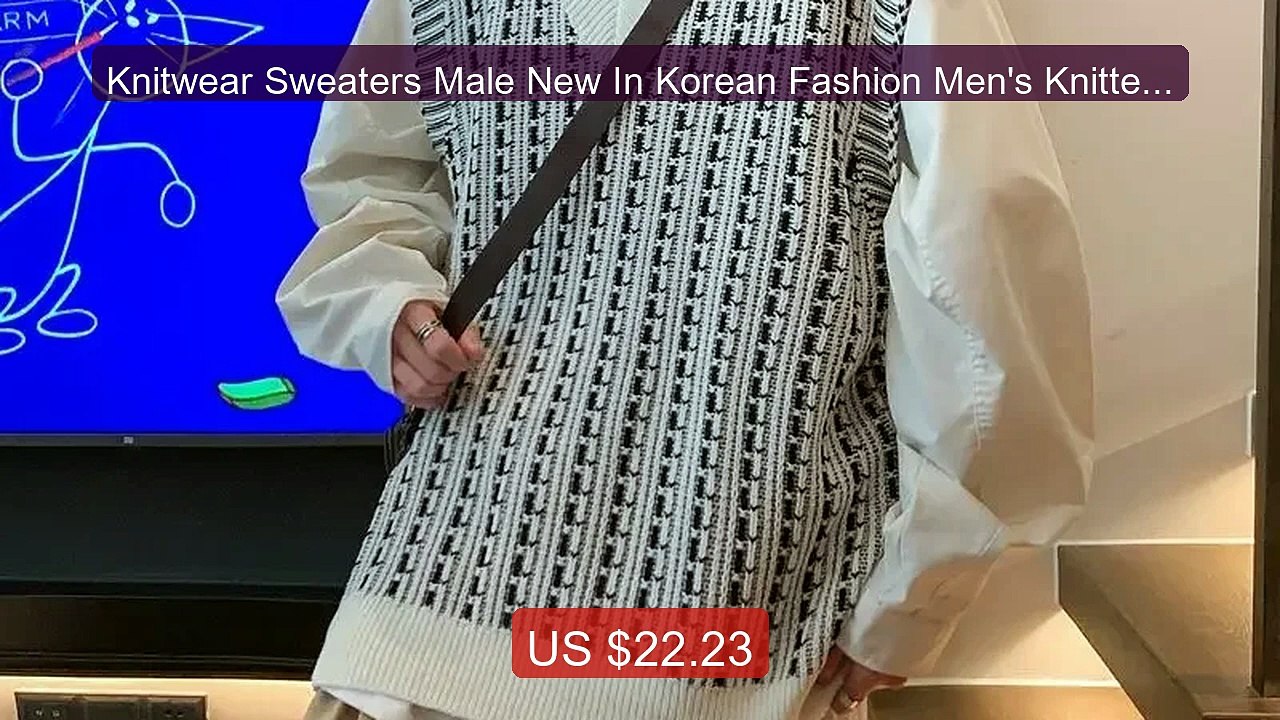 Knitwear Sweaters Male New In Korean Fashion Men's Knitted Vest Y2... -- Best Deal 2026 | Shop Now!