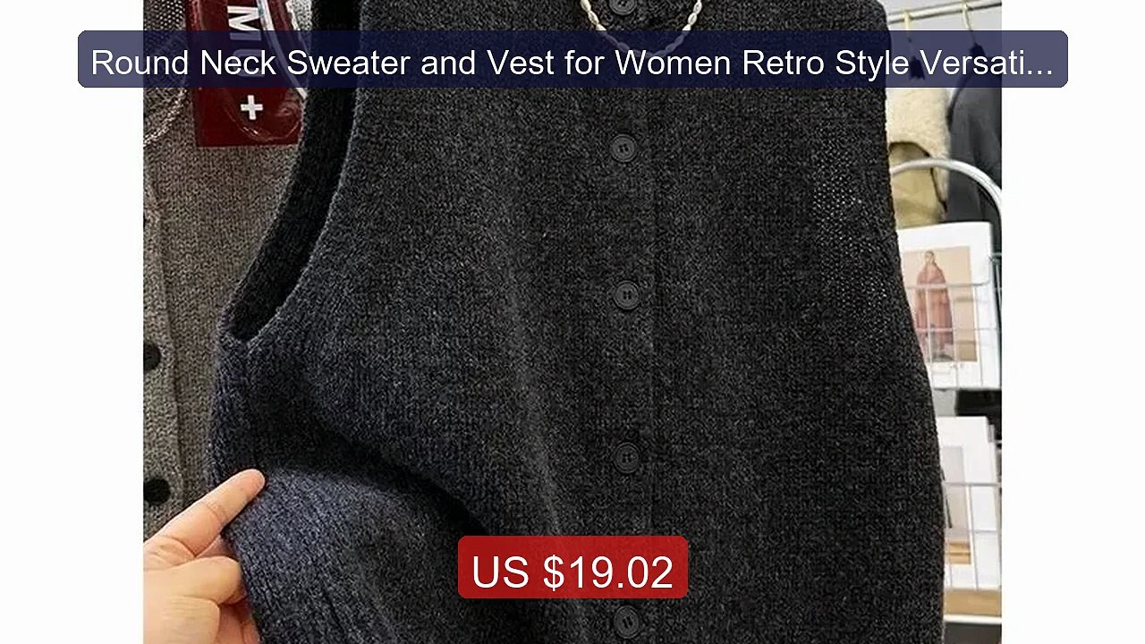 Round Neck Sweater and Vest for Women Retro Style Versatile Si... -- Best Buy 2026 | Great Quality!