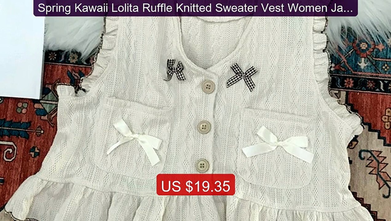 Spring Kawaii Lolita Ruffle Knitted Sweater Vest Women Japa... -- Top Pick 2026 | Unbeatable Price!