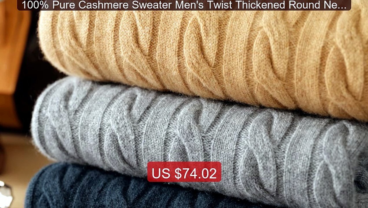 100% Pure Cashmere Sweater Men's Twist Thickened Round Neck Long Sl... -- Top Rated 2026 | Buy Now!