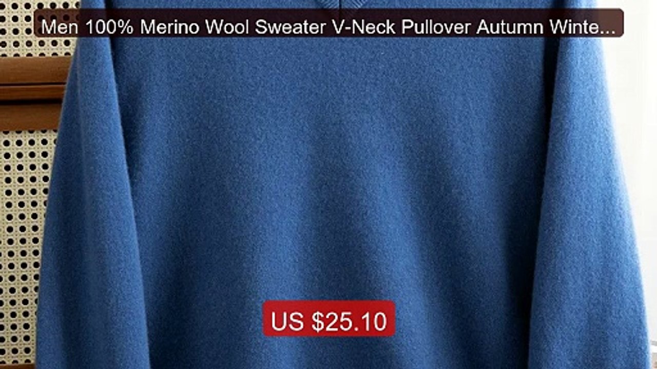 Men 100% Merino Wool Sweater V-Neck Pullover Autumn Winter Ca... -- Amazing Value 2026 | Must Have!