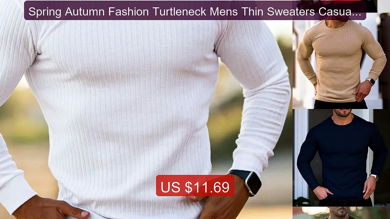 Spring Autumn Fashion Turtleneck Mens Thin Sweaters Casual Rol... -- Hot Deal 2026 | Limited Offer!