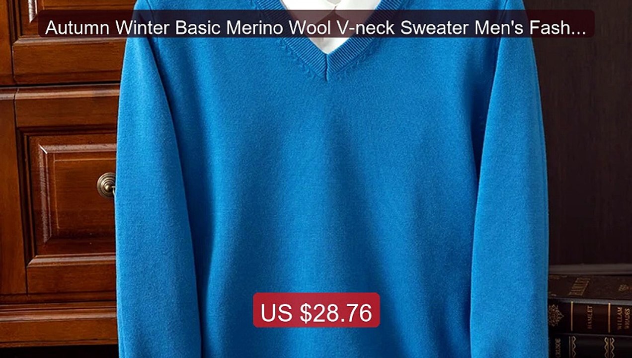 Autumn Winter Basic Merino Wool V-neck Sweater Men's Fashionab... -- Best Buy 2026 | Great Quality!