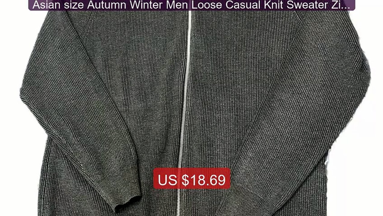 Asian size Autumn Winter Men Loose Casual Knit Sweater Zipper... -- Amazing Value 2026 | Must Have!