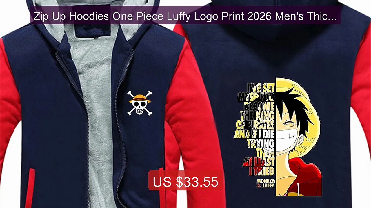 Zip Up Hoodies One Piece Luffy Logo Print 2026 Men's Thicke... -- Top Pick 2026 | Unbeatable Price!