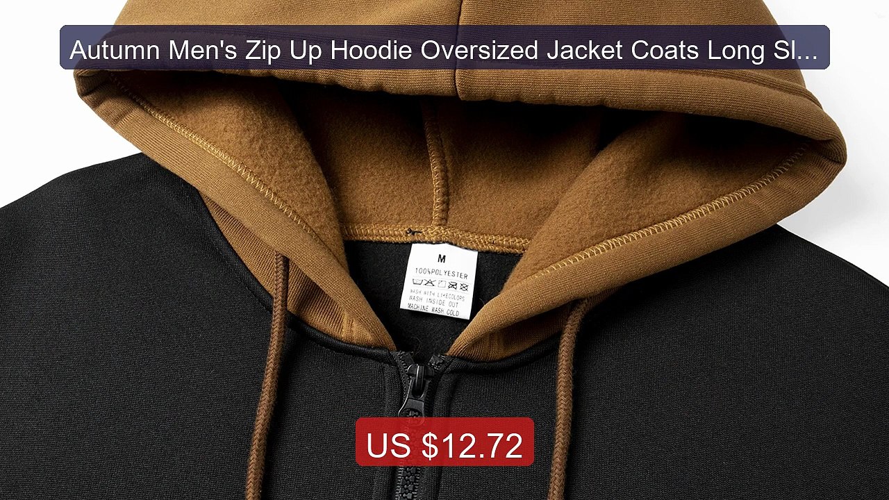 Autumn Men's Zip Up Hoodie Oversized Jacket Coa...