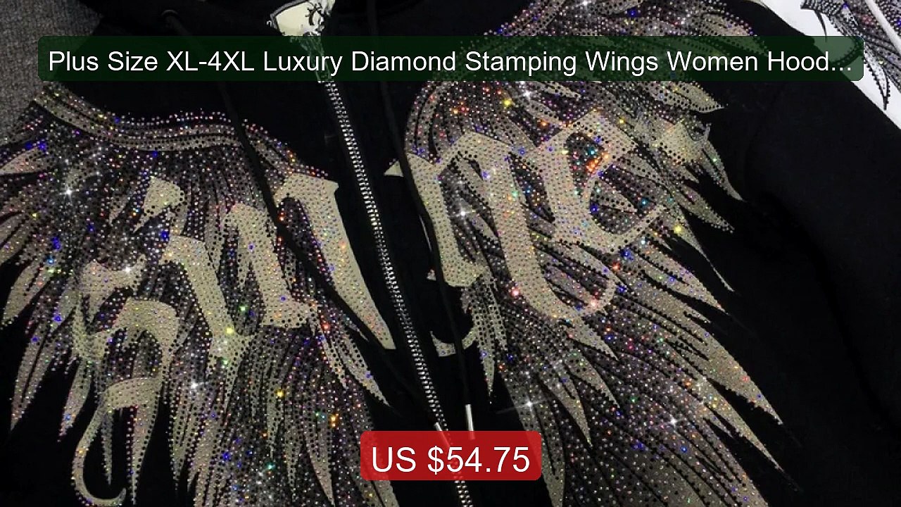 Plus Size XL-4XL Luxury Diamond Stamping Wings Women Hoodies Americ... -- Top Rated 2026 | Buy Now!