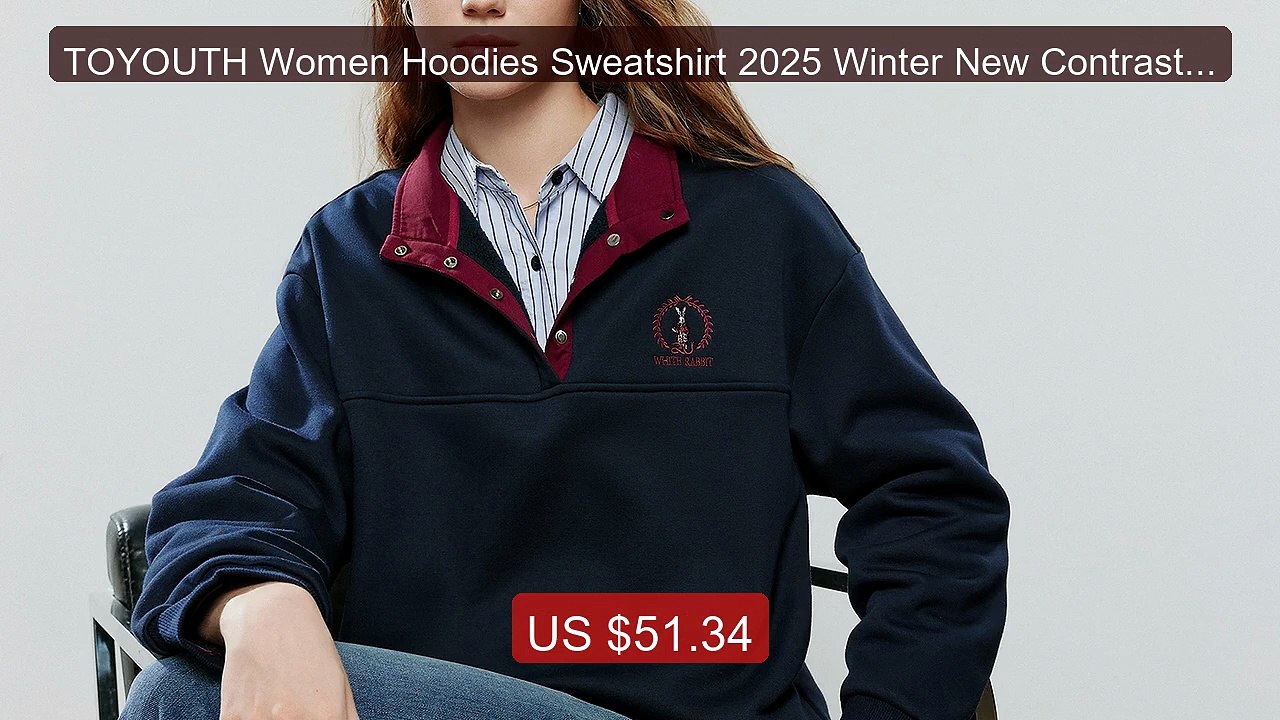 TOYOUTH Women Hoodies Sweatshirt 2025 Winter New Contrast Color Sna... -- Top Rated 2026 | Buy Now!