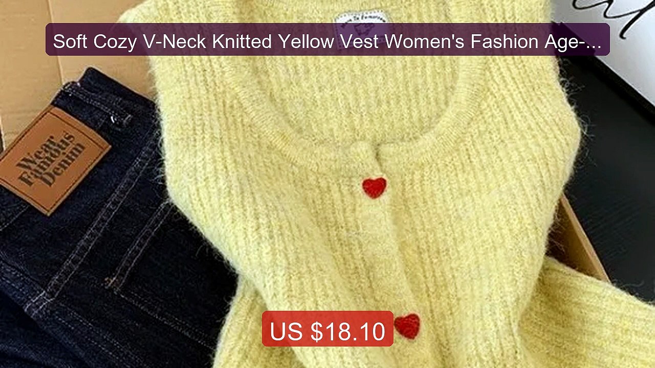 Soft Cozy V-Neck Knitted Yellow Vest Women's Fashion Age-Defy... -- Amazing Value 2026 | Must Have!