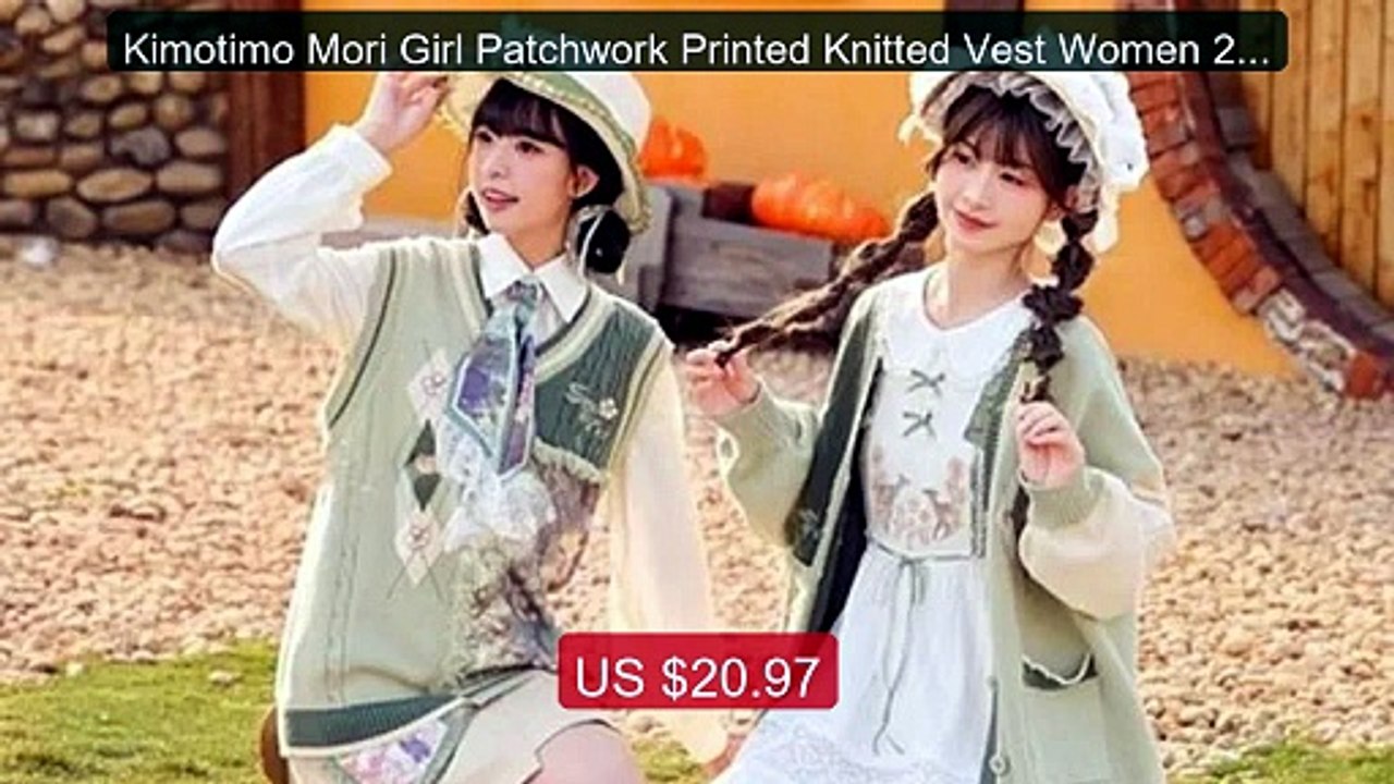 Kimotimo Mori Girl Patchwork Printed Knitted Vest Women 2026 N... -- Best Buy 2026 | Great Quality!