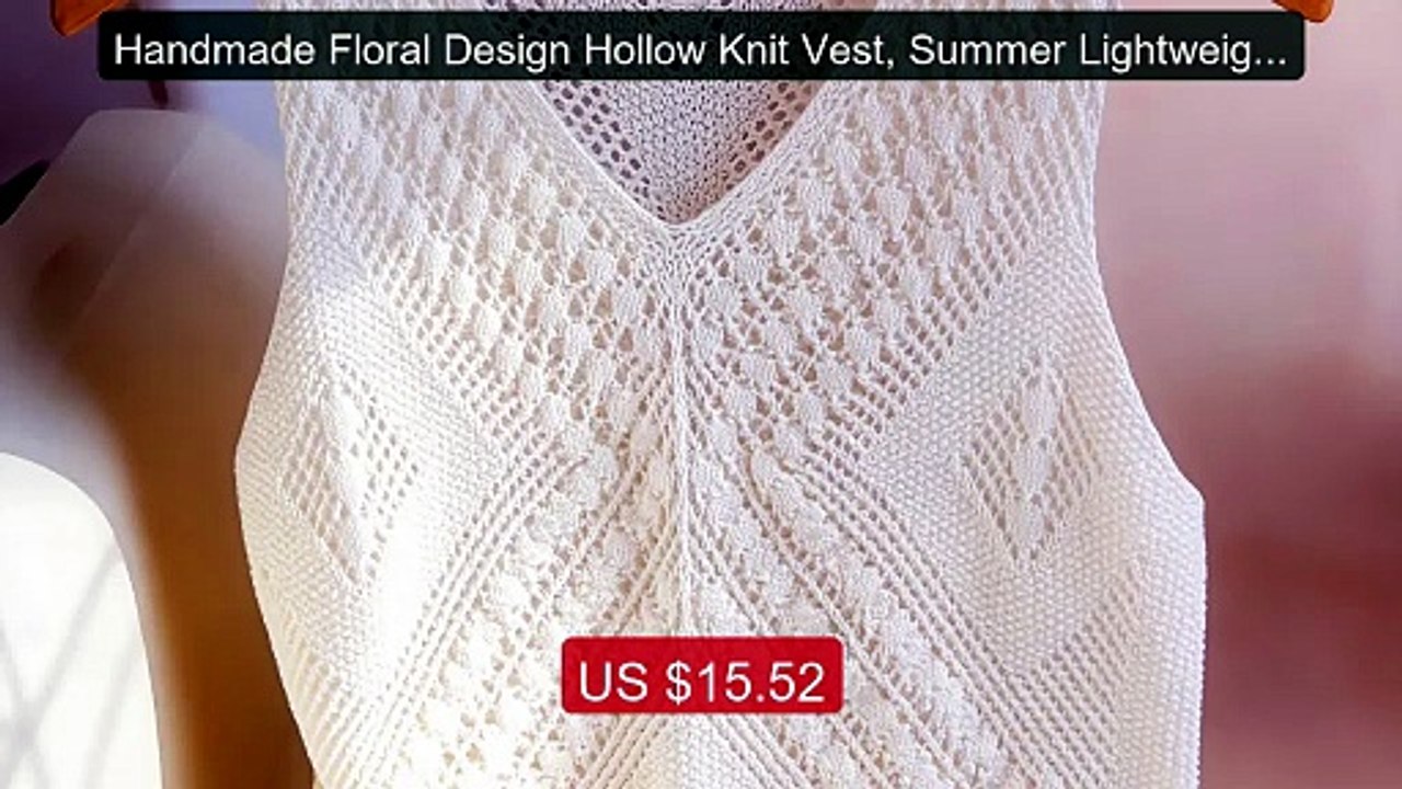 Handmade Floral Design Hollow Knit Vest, Summer Lightweight B... -- Amazing Value 2026 | Must Have!