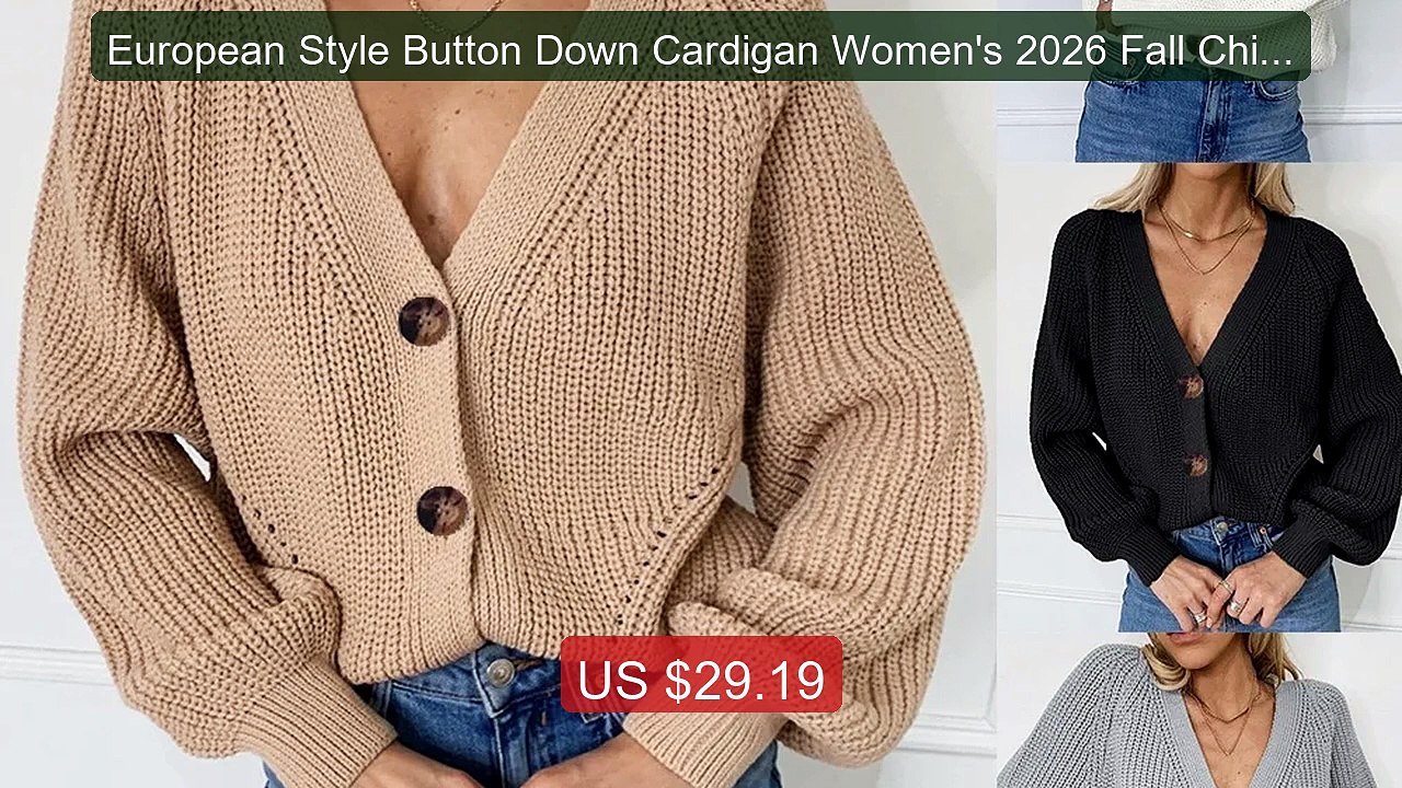 European Style Button Down Cardigan Women's 2026 Fall Chic Sol... -- Best Buy 2026 | Great Quality!