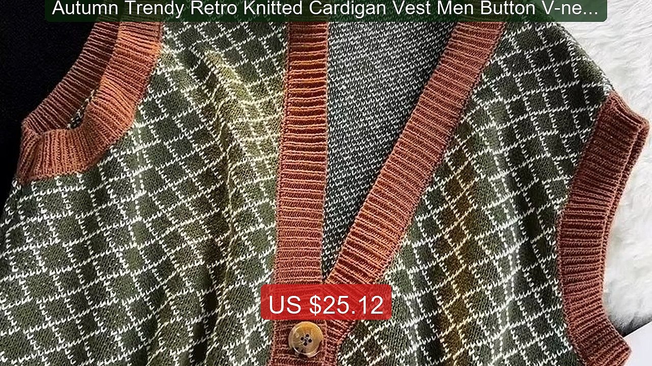 Autumn Trendy Retro Knitted Cardigan Vest Men Button V-neck N... -- Amazing Value 2026 | Must Have!