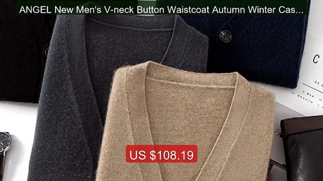 ANGEL New Men's V-neck Button Waistcoat Autumn Winter Cashmere... -- Hot Deal 2026 | Limited Offer!