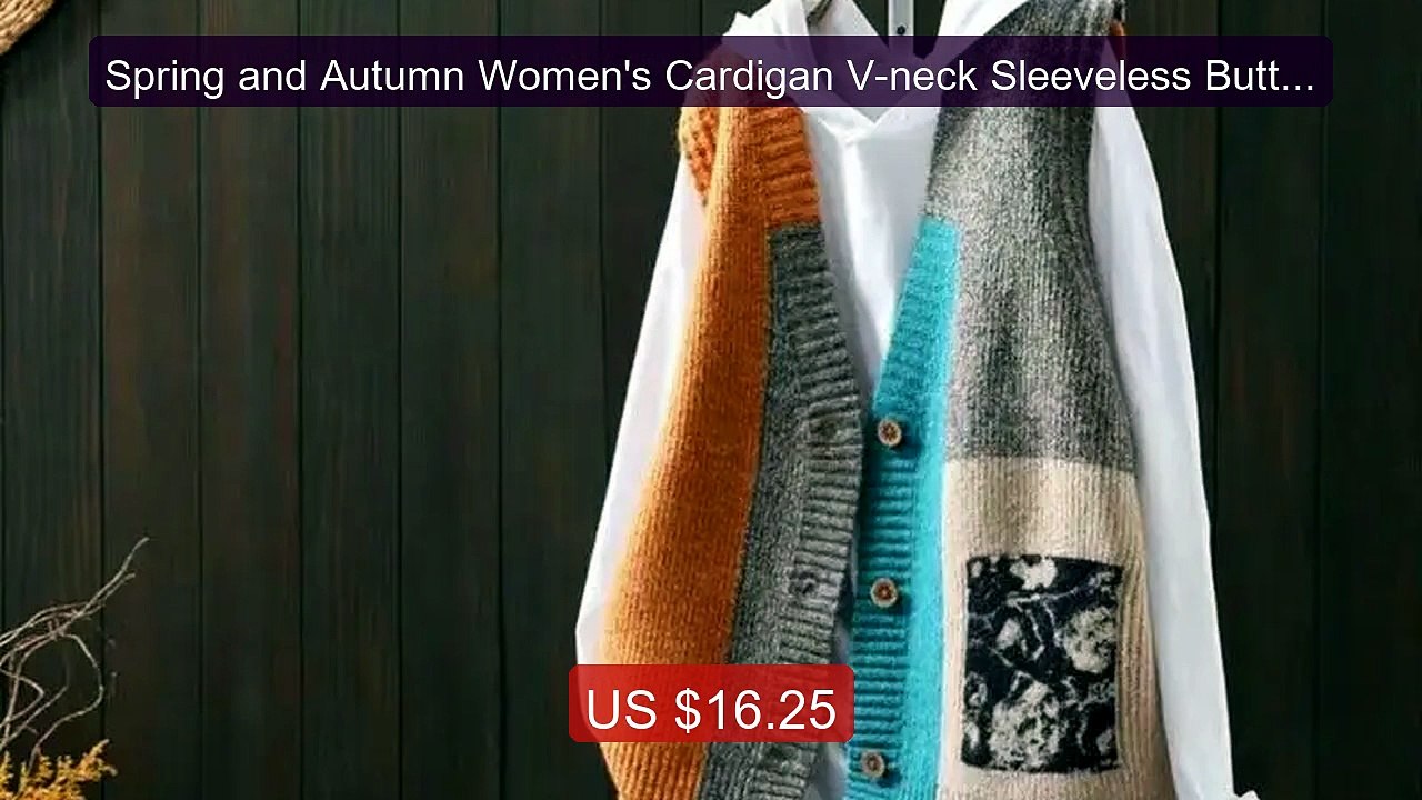 Spring and Autumn Women's Cardigan V-neck Sleeveless Button Print P... -- Top Rated 2026 | Buy Now!