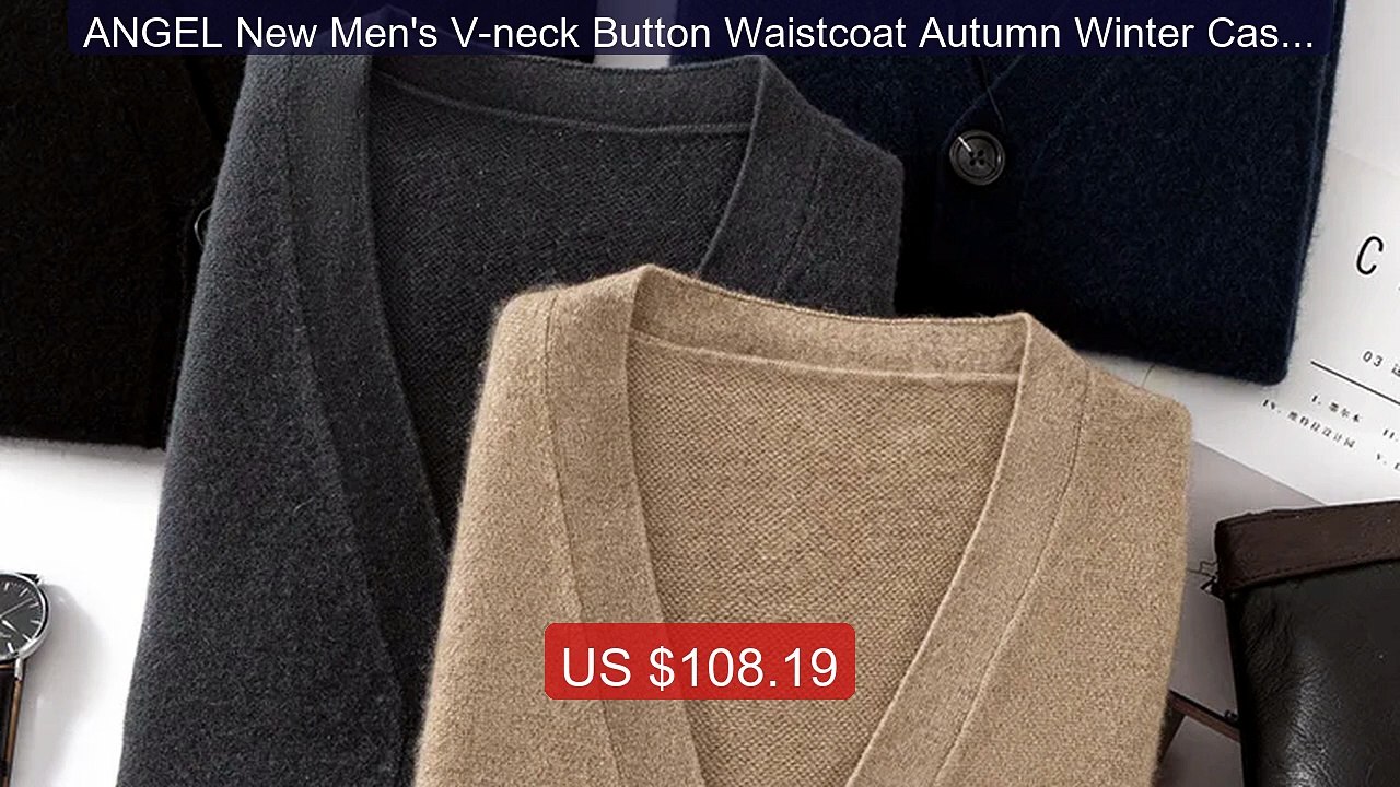 ANGEL New Men's V-neck Button Waistcoat Autumn Winter Cashmere... -- Hot Deal 2026 | Limited Offer!