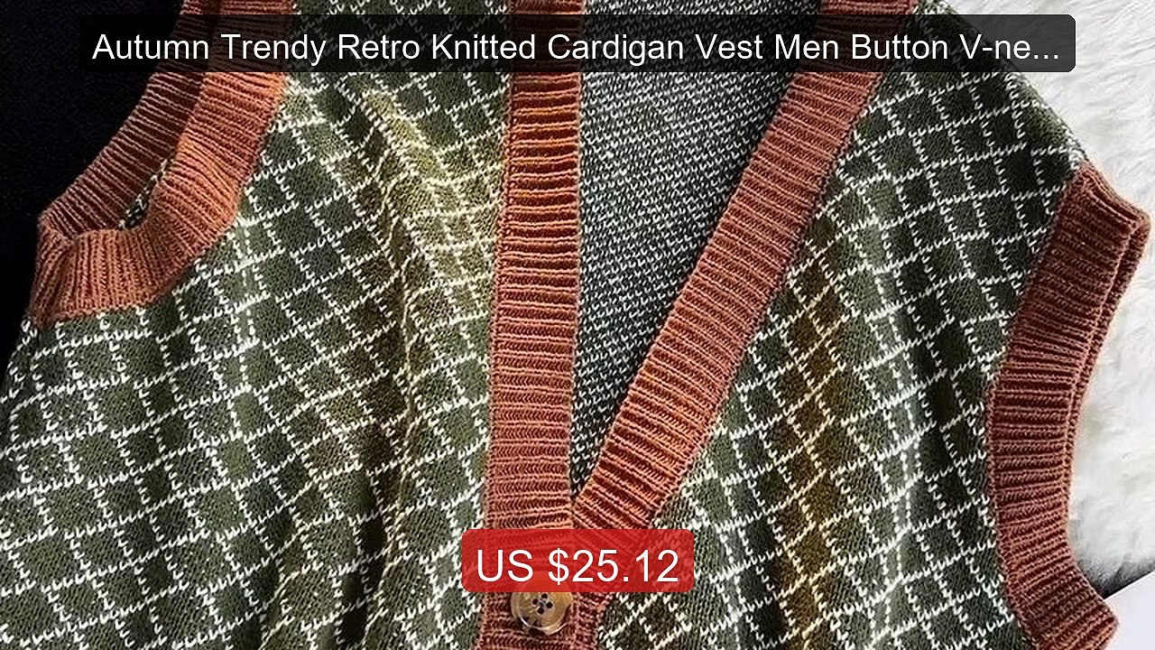 Autumn Trendy Retro Knitted Cardigan Vest Men Button V-neck Neutra... -- Best Deal 2026 | Shop Now!
