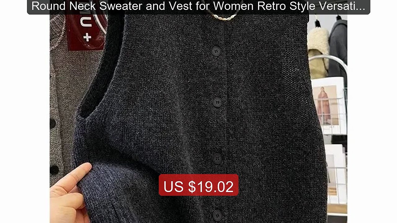 Round Neck Sweater and Vest for Women Retro Style Versatile Si... -- Best Buy 2026 | Great Quality!