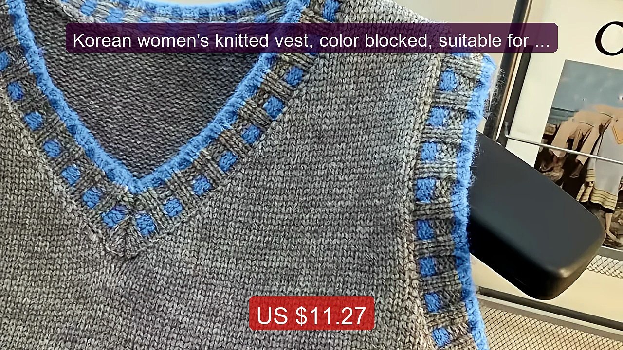 Korean women's knitted vest, color blocked, suitable for layer... -- Best Buy 2026 | Great Quality!
