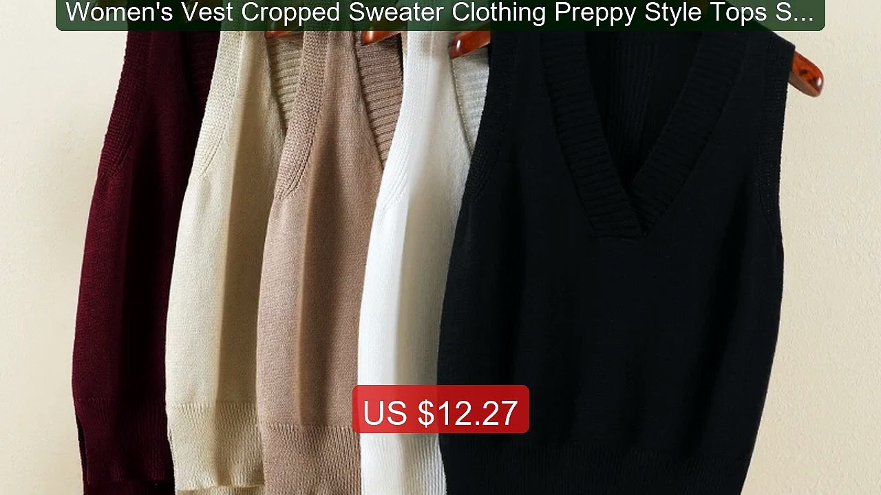 Women's Vest Cropped Sweater Clothing Preppy Style Tops Sweaters Bl... -- Top Rated 2026 | Buy Now!