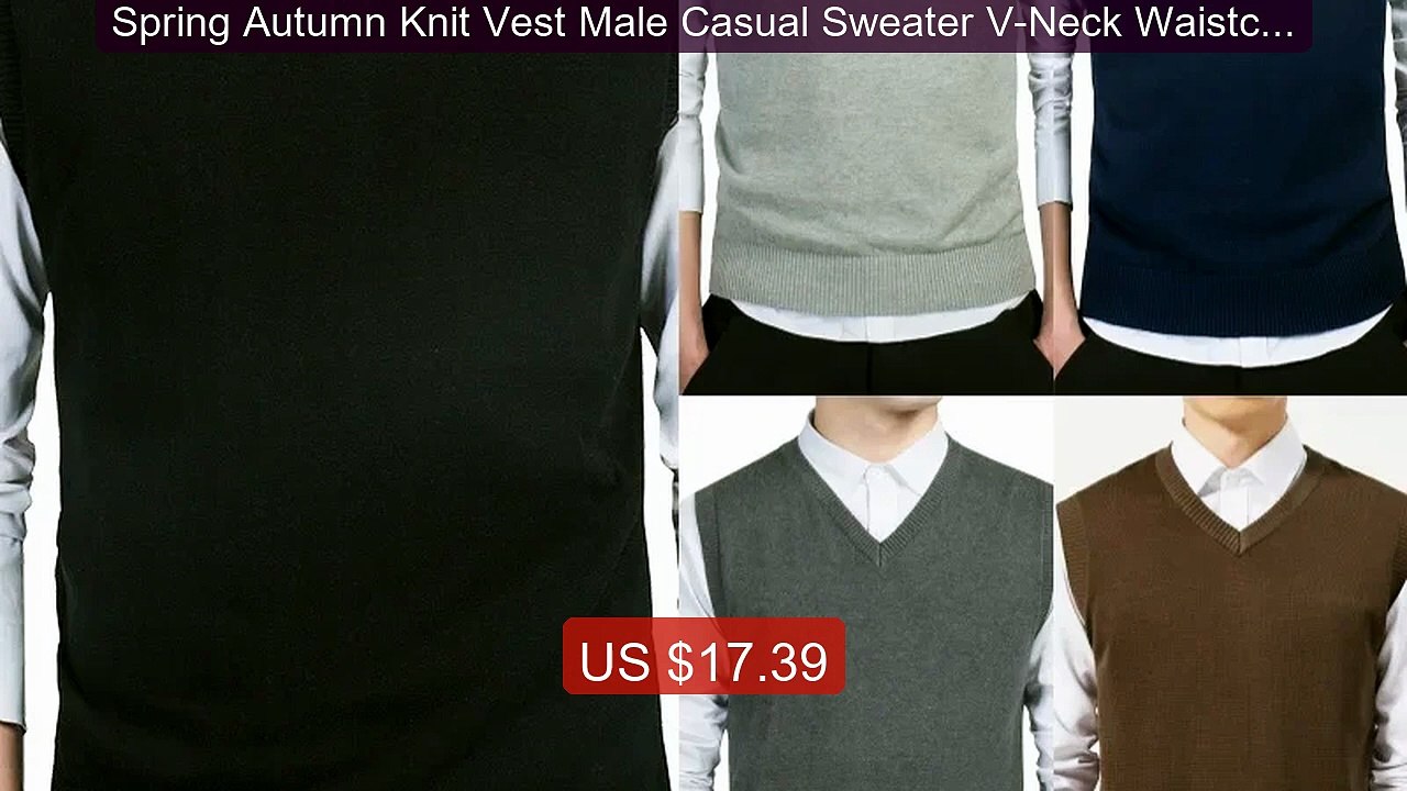 Spring Autumn Knit Vest Male Casual Sweater V-Neck Waistcoat ... -- Amazing Value 2026 | Must Have!