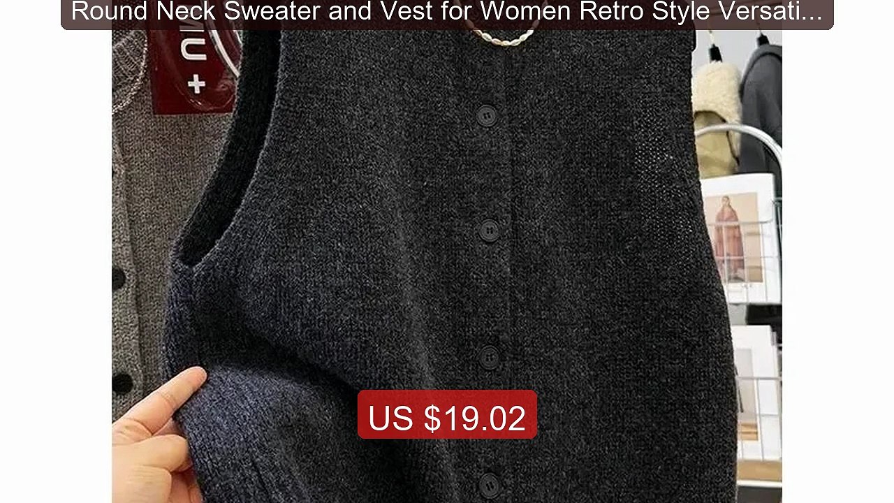 Round Neck Sweater and Vest for Women Retro Style Versatile Si... -- Best Buy 2026 | Great Quality!