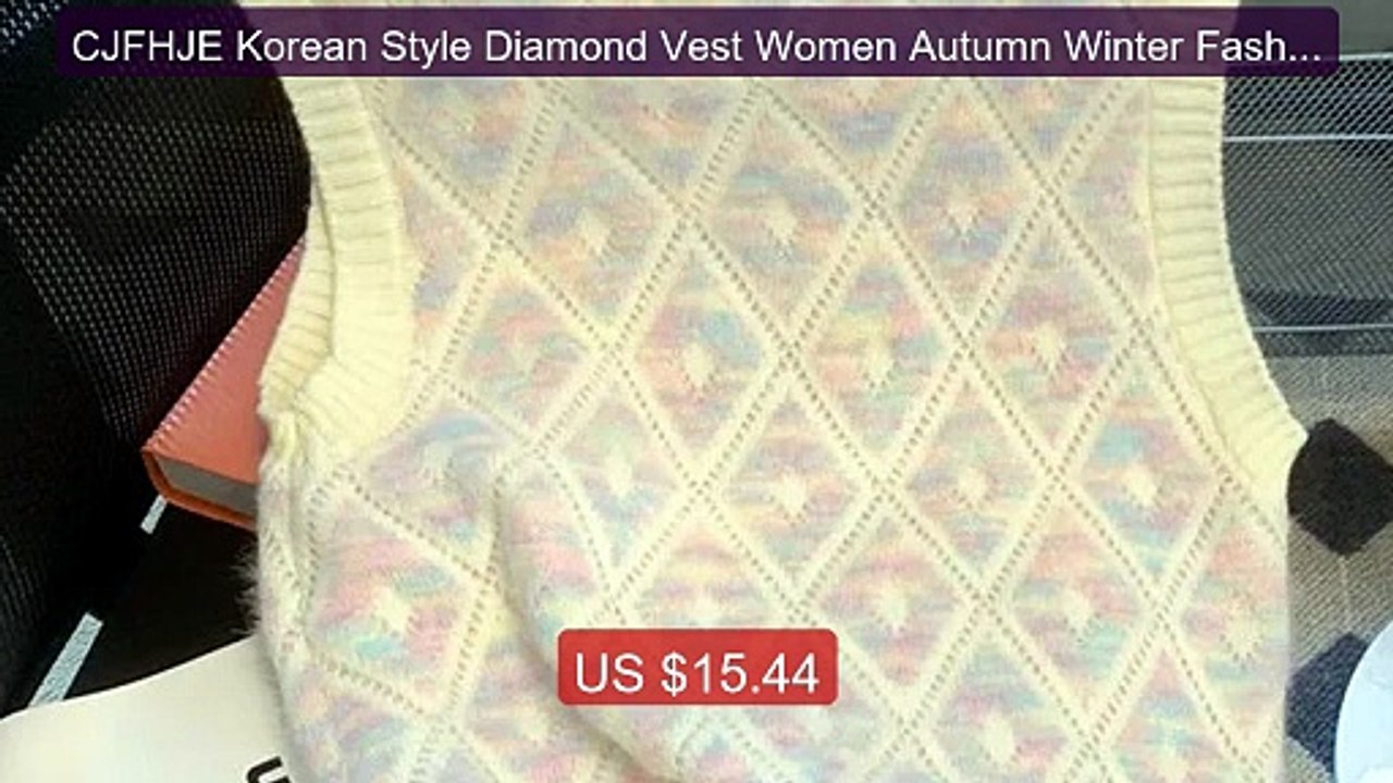 CJFHJE Korean Style Diamond Vest Women Autumn Winter Fashion S... -- Hot Deal 2026 | Limited Offer!
