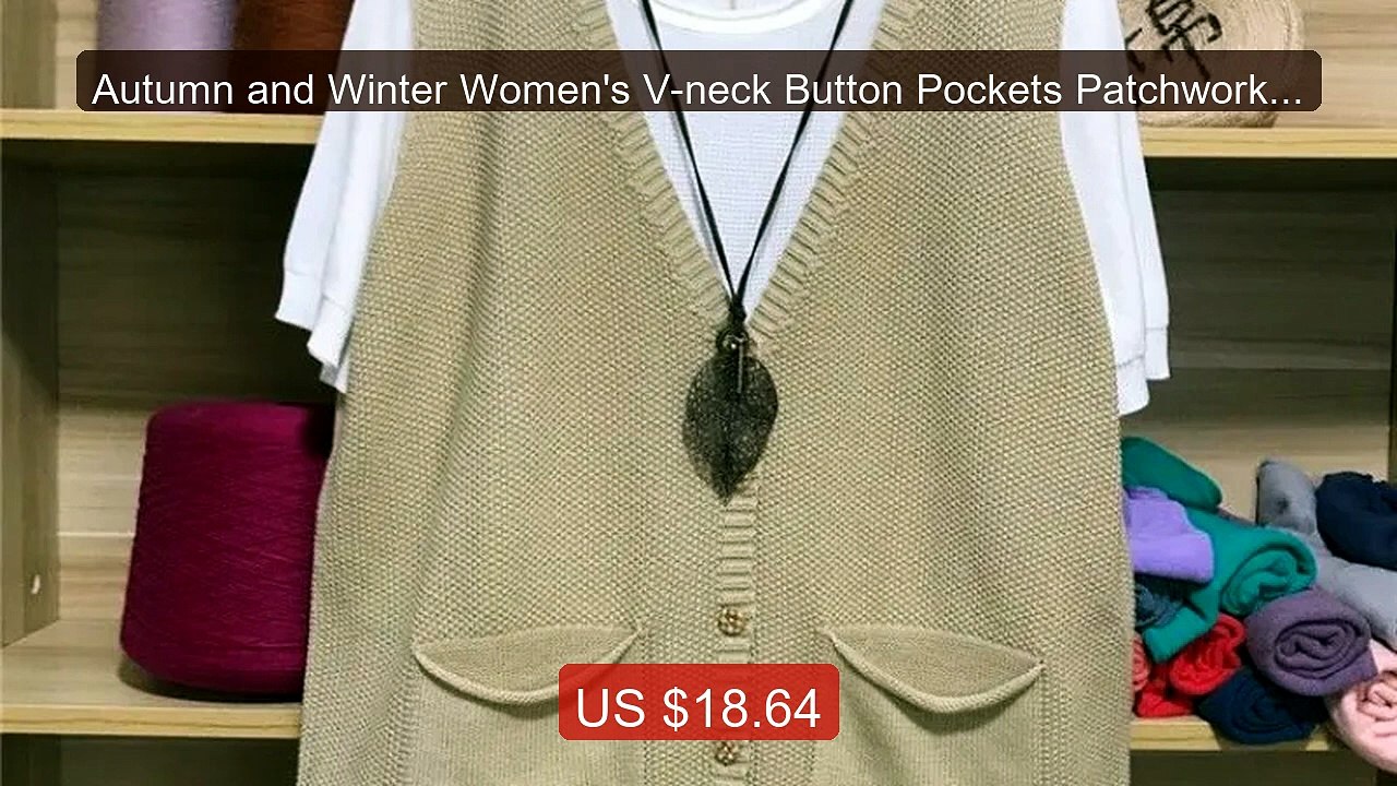 Autumn and Winter Women's V-neck Button Pockets Patchwork Solid Loo... -- Top Rated 2026 | Buy Now!