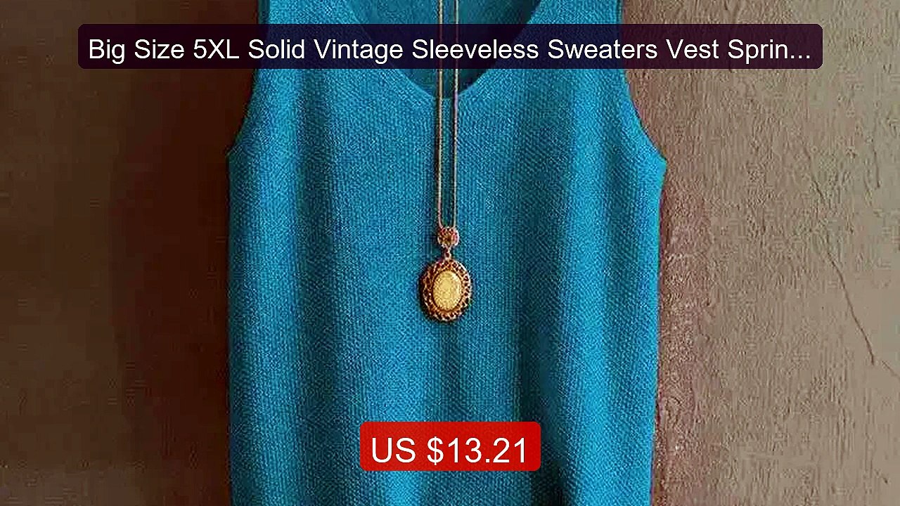 Big Size 5XL Solid Vintage Sleeveless Sweaters Vest Spring ... -- Top Pick 2026 | Unbeatable Price!