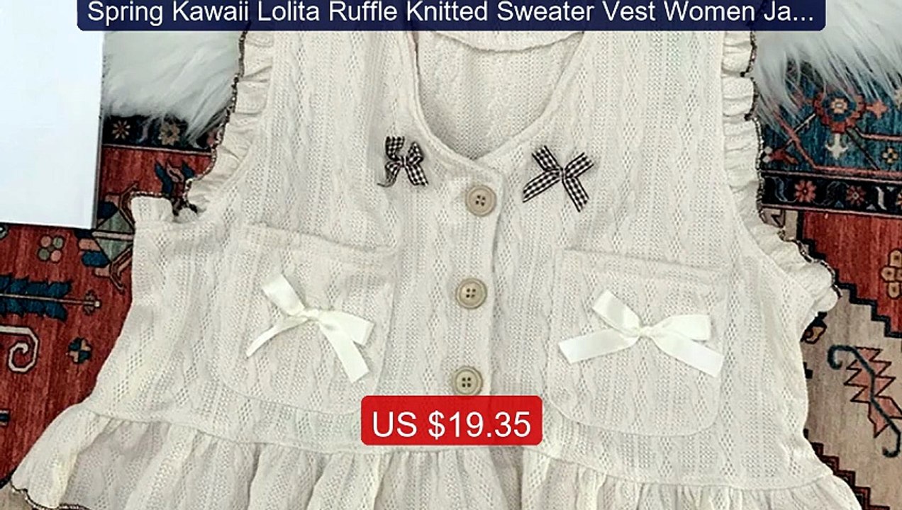 Spring Kawaii Lolita Ruffle Knitted Sweater Vest Women Japanese Cu... -- Best Deal 2026 | Shop Now!
