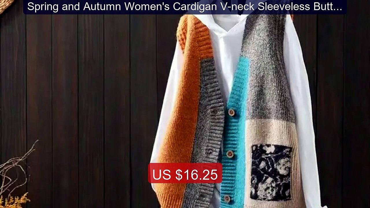 Spring and Autumn Women's Cardigan V-neck Sleeveless Button Print ... -- Best Deal 2026 | Shop Now!