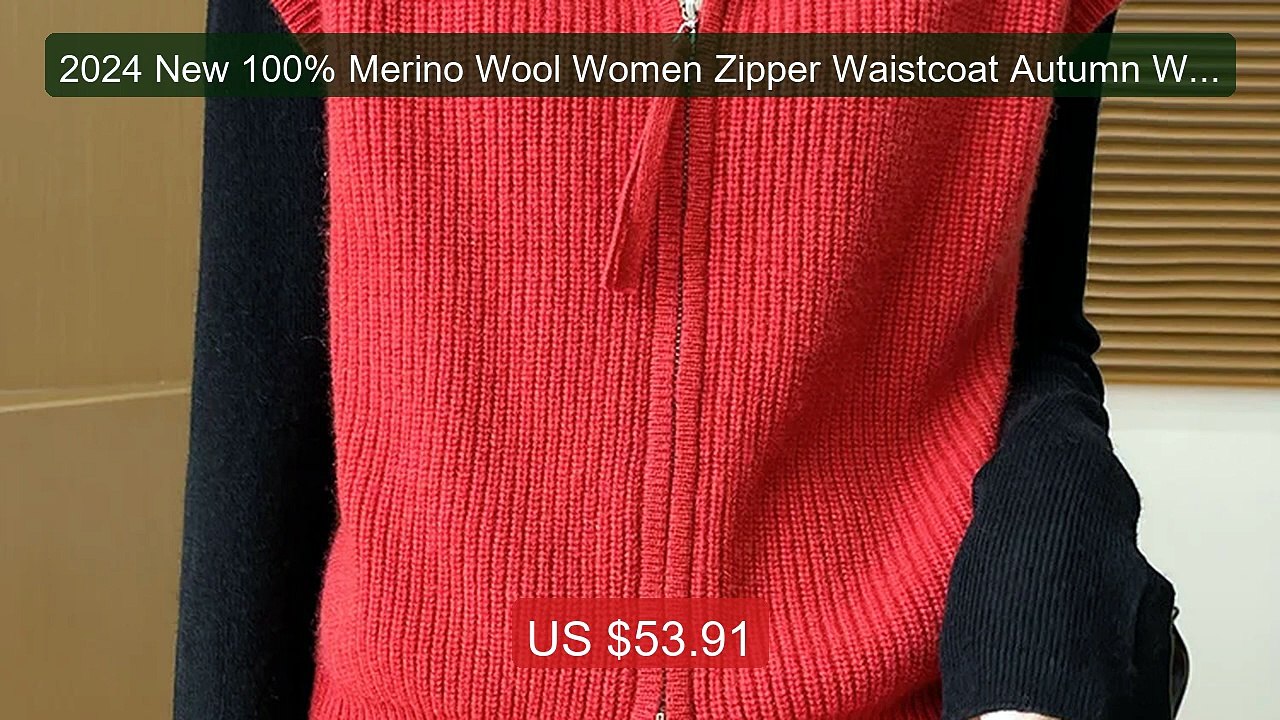 2024 New 100% Merino Wool Women Zipper Waistcoat Autumn Winter... -- Best Buy 2026 | Great Quality!