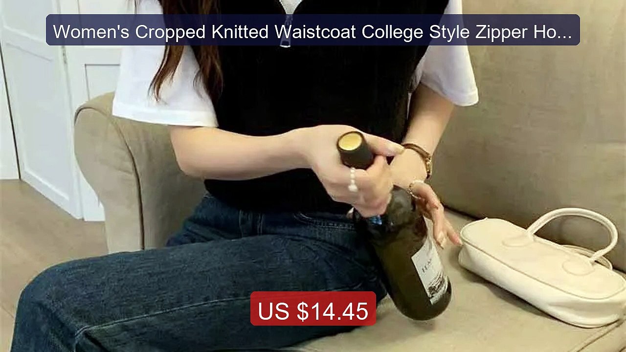Women's Cropped Knitted Waistcoat College Style Zipper Hood... -- Top Pick 2026 | Unbeatable Price!